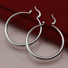 Load image into Gallery viewer, Silvery Big Textured Hoop Earrings Women&#39;s Jewelry Silver Plated Female Accessories 1Pair
