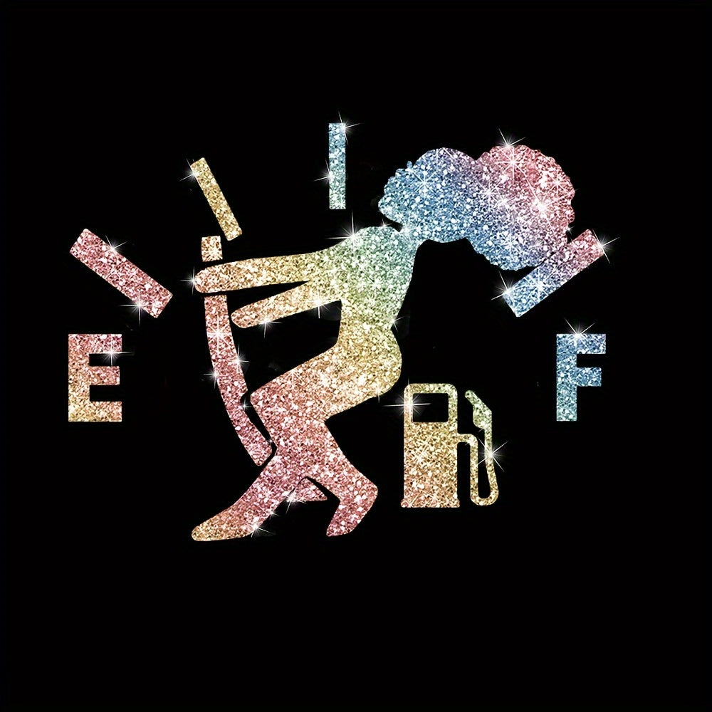 1pc Car Sticker Fuel Consumption Sticker Shiny Fuel Tank Cap Sticker Car Body Fuel Tank Cap Decorative Sticker Cartoon Reflective Personality Car Sticker