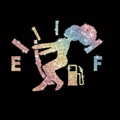 1pc Car Sticker Fuel Consumption Sticker Shiny Fuel Tank Cap Sticker Car Body Fuel Tank Cap Decorative Sticker Cartoon Reflective Personality Car Sticker