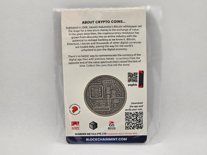 1oz Silver .999 Fine Silver Bitcoin Silver Round in Original Card .999 Silver Round 1 oz Crypto Coin