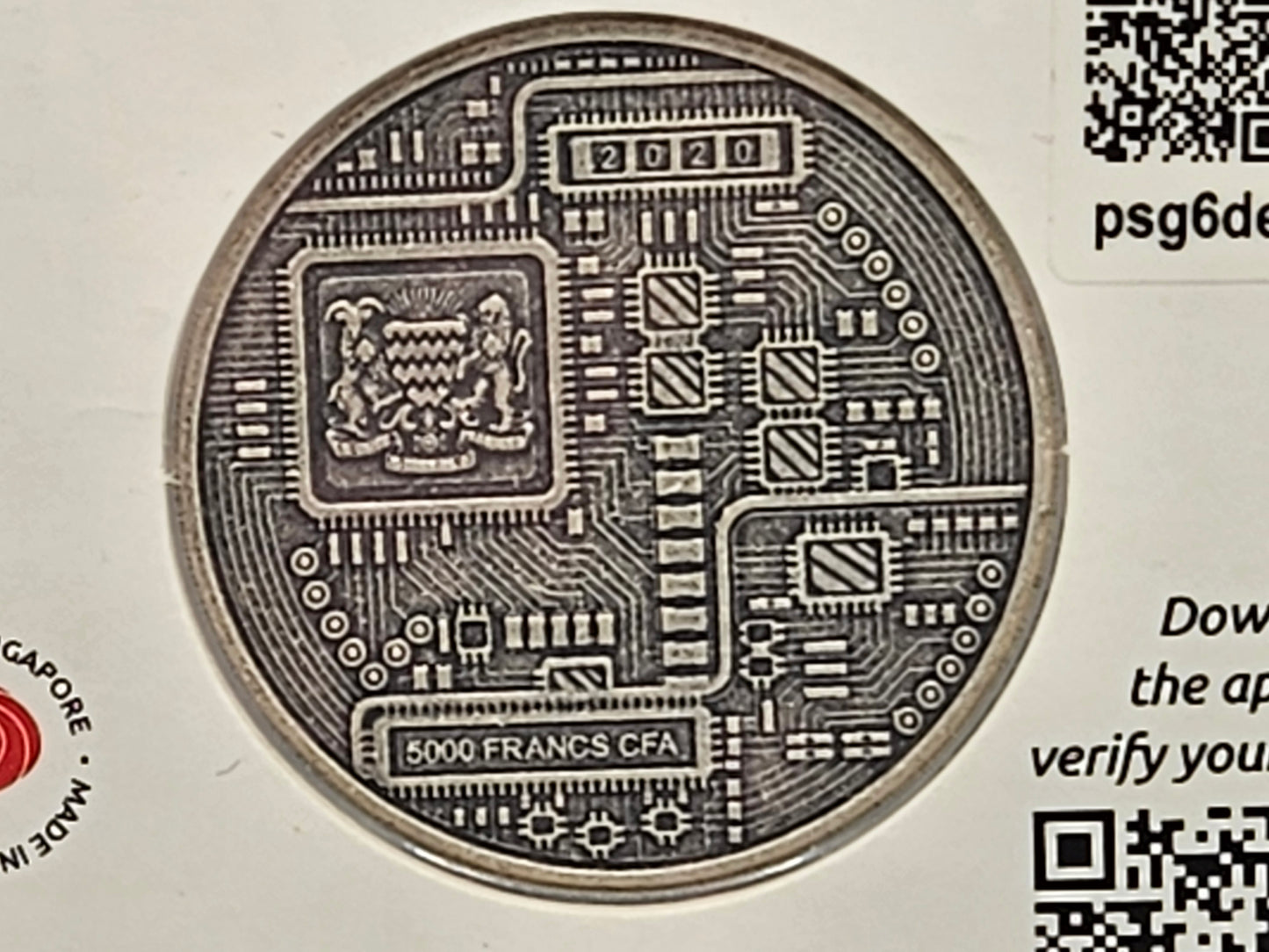 1oz Silver .999 Fine Silver Bitcoin Silver Round in Original Card .999 Silver Round 1 oz Crypto Coin