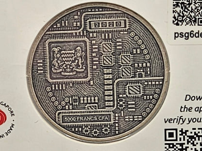 1oz Silver .999 Fine Silver Bitcoin Silver Round in Original Card .999 Silver Round 1 oz Crypto Coin