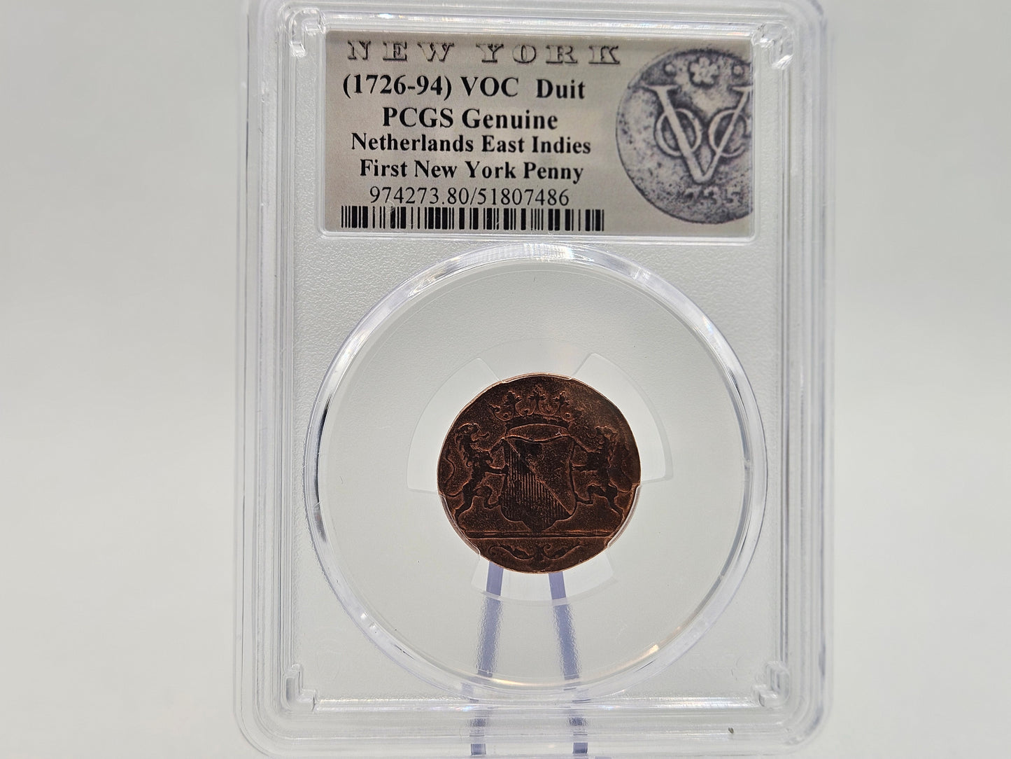 1790 1st New York Penny Coin DUIT VOC DUTCH Coin