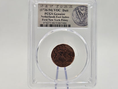 1790 1st New York Penny Coin DUIT VOC DUTCH Coin