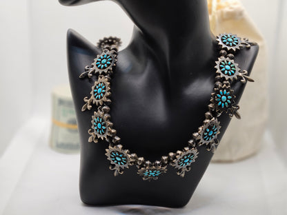 Zuni Tribe Native American Sterling Silver Jewelry with Turquoise Inlay Absolute Stunner