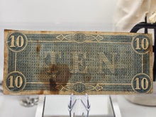 Load image into Gallery viewer, 1864 CONFEDERATE STATES AMERICA CURRENCY $10 Dollar Note W/ Possible Blood on it
