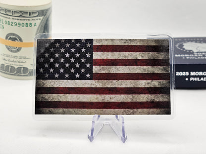 1 Grain Pure Silver Bar in Colored Card Assay Card .999 American Flag Silver Bars