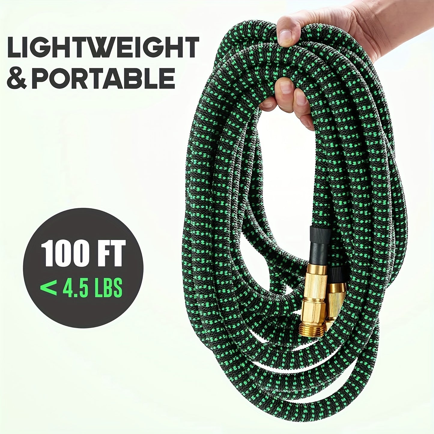 1 Roll, Expandable Garden Hose, Water Hose With 10 Function Spray Nozzle, Extra Strength 3750D, Durable 4-Layers Latex Flexible Hose With 3/4" Solid Brass Fittings