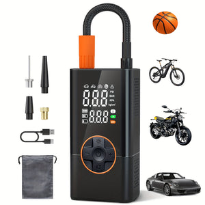 Tire Inflator Portable Air Compressor, 12V DC Auto Air Pump for Car Tires, 150PSI Electric Tire Pump with Digital Pressure Gauge, LED Light for Car Motorcycle Bike Ball, Car Accessories, for DC only.