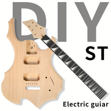 Load image into Gallery viewer, DIY 6 String Flame Shaped Style Electric Guitar Kits with Mahogany Body, Maple Neck and Accessories
