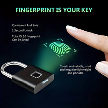 Load image into Gallery viewer, 1pc Mini Smart Fingerprint Padlock, Security Door Lock, Antitheft Keyless USB Rechargeable Lock For Suitcase Luggage
