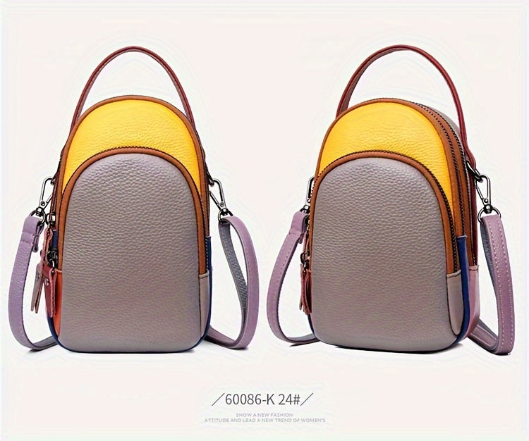 Mini Crossbody Cellphone Bag - High-Quality Genuine Leather, Fashionable Handbag for Women, Stylish Shoulder Bag with Adjustable Strap, Spacious Messenger Sac for Mobile Phones and Essentials - Designer Fashion Accessory