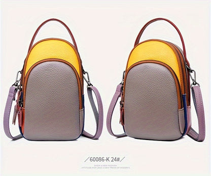 Mini Crossbody Cellphone Bag - High-Quality Genuine Leather, Fashionable Handbag for Women, Stylish Shoulder Bag with Adjustable Strap, Spacious Messenger Sac for Mobile Phones and Essentials - Designer Fashion Accessory