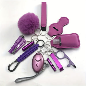12pcs Safety Keychain Full Set, Self Defense Security Keychain Set With Personal Alarm, Protective Keychain Accessories Gift For Women Valentines Gift