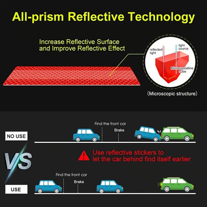 5pcs/set Car Reflective Sticker Warning Rear Safety Cover Anti-Collision Protection Sticker Rear Collision Prevention Warning Sticker Car Accessories