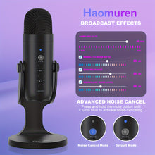 Load image into Gallery viewer, USB Microphone, Condenser Computer PC Mic, Plug&amp;Play Gaming Microphones For PS 4&amp;5.Headphone Output&amp;Volume Control, Mic Gain Control, Mute Button For Vocal, For YouTube Podcast On Mac&amp;WindowsBlack
