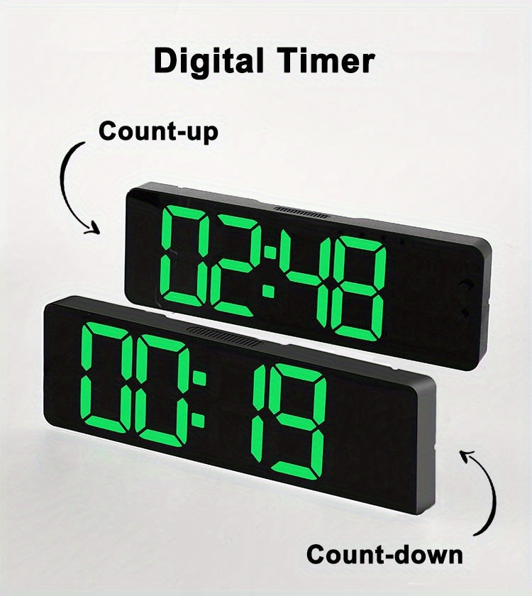 Large Screen Digital Wall Clock With Indoor Temperature Date Week Display, Desk Countdown Digital Timer, 13 Inch Nordic Simple Living Room 10-level Brightness Adjustment Auto Light Led Dual Alarm Clock With Remote Control (Bu