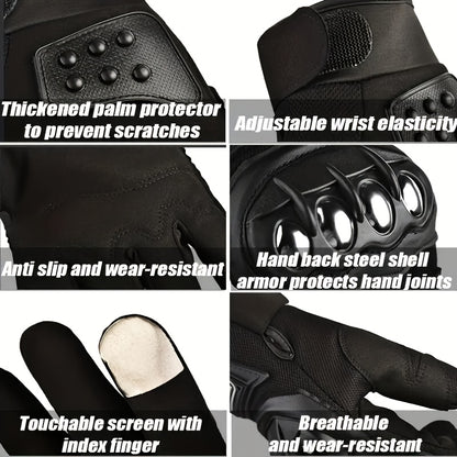 A Pair Of Durable Touch -screen Motorcycles And Electric Bicycle Gloves, With Stainless Steel Protection -not Water Washing Polyester Fiber, Outdoor Leisure