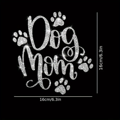 1pc Shiny Car Sticker - Cute Dog Mom Design, Warm Cartoon Love Pet Sticker for Car Body, Laptop, Window Decoration