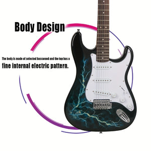 IRIN Maple Electric Guitar, WithLightning Graphics, Good Sound Effects, And Good Sound Quality, Scope Light, Suitable For Beginners