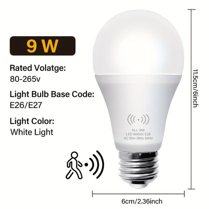 Energetic Motion Sensor Light Bulb, 9W(60 Watt Equivalent), Indoor/Outdoor Automatic Activated by Motion, A19, E26, 6000K Dusk to Dawn Security Bulbs for Entrance, Porch, Stairs, Hallway, 1 Pack
