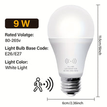 Load image into Gallery viewer, Energetic Motion Sensor Light Bulb, 9W(60 Watt Equivalent), Indoor/Outdoor Automatic Activated by Motion, A19, E26, 6000K Dusk to Dawn Security Bulbs for Entrance, Porch, Stairs, Hallway, 1 Pack
