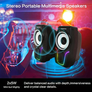Rainbow LED Illuminated Gaming Keyboard Set - Keyboard & Mouse Combos with 104 Keys, 2400DPI 6-Button Optical Mouse, and 3.5mm Wired Headset with Mic, Plus RGB Computer Speaker for PS4, Xbox, PC, and Laptop