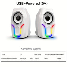 Load image into Gallery viewer, Rainbow LED Illuminated Gaming Keyboard Set - Keyboard &amp; Mouse Combos with 104 Keys, 2400DPI 6-Button Optical Mouse, and 3.5mm Wired Headset with Mic, Plus RGB Computer Speaker for PS4, Xbox, PC, and Laptop
