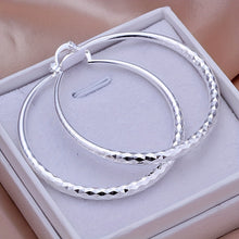 Load image into Gallery viewer, Silvery Big Textured Hoop Earrings Women&#39;s Jewelry Silver Plated Female Accessories 1Pair
