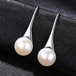 925 Silver Natural Freshwater Pearl Drop Earrings For Women Fine Jewelry