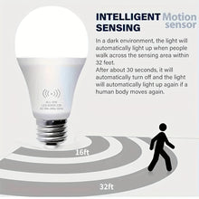 Load image into Gallery viewer, Energetic Motion Sensor Light Bulb, 9W(60 Watt Equivalent), Indoor/Outdoor Automatic Activated by Motion, A19, E26, 6000K Dusk to Dawn Security Bulbs for Entrance, Porch, Stairs, Hallway, 1 Pack
