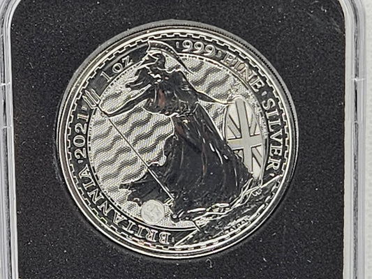 2021 1oz Ultra High Relief Silver .999 Fine Silver Brilliant Britannia Silver Coin in Slab