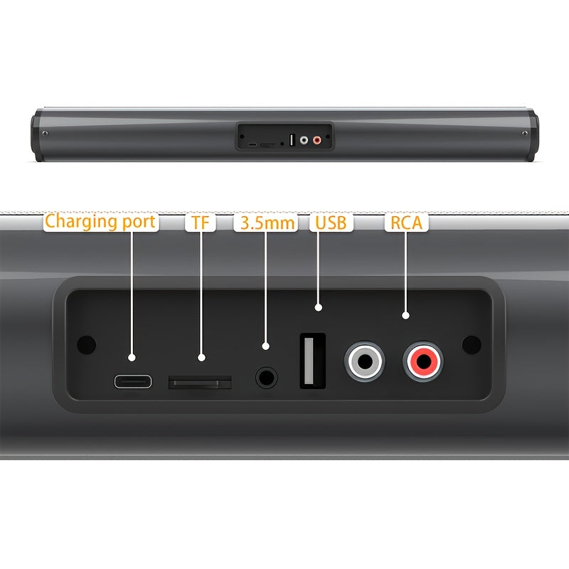 20W Home Theater Bar Speaker System with Built-in Subwoofer - Wireless & Wired, USB Charging, Remote Control, 5.0 Surround Sound, Ideal for TV, Computer, and Music Players, Home Entertainment | Modern Home Theater | Durable B