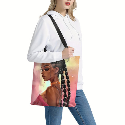 Vibrant African Print Women'S Shoulder Bag - Spacious & Durable, Ideal For Beach, Shopping & Groceries - Leak-Proof Polyester Tote With Wrist Strap, Perfect Gift For Her