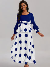 Load image into Gallery viewer, Vibrant Polka Dot V-Neck Long Sleeve Maxi Dress - Elegant High Tie Waist Flared Design, High Elasticity Polyester Fabric, Machine Washable, Random Printing, All-Season Wear, Knit Fabric, Womens Clothing for Adult
