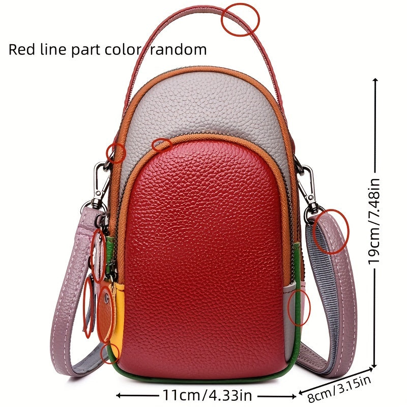 Mini Crossbody Cellphone Bag - High-Quality Genuine Leather, Fashionable Handbag for Women, Stylish Shoulder Bag with Adjustable Strap, Spacious Messenger Sac for Mobile Phones and Essentials - Designer Fashion Accessory