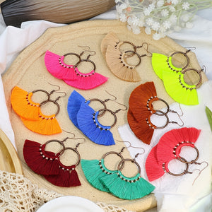 9 Pairs Boho Earrings Round Colorful Tassel Drop Earrings Charms Jewelry Gift Birthday Gifts For Women Wife Girls Her