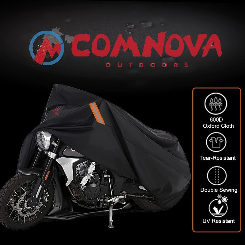 Comnova Motorcycle Cover 104 Inch 600D Universal Motorcycles Cover Waterproof with Lock-Holes All Season Large Motorbike Vehicle Scooter Cover for Harley Davidson Honda Suzuki Kawasaki Yamaha