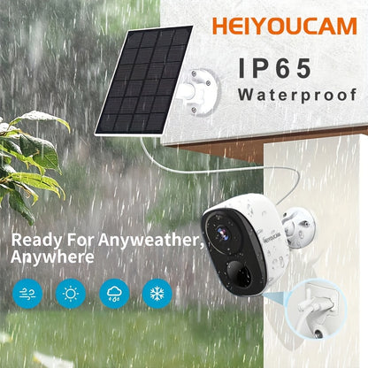 Security Camera Wireless Outdoor, 3MP Night Vision with Spotlight, Wire-Free Battery Solar Powered, Human Detection, with Solar Panel, PIR Human Detection, 2-Way Talk, IP65 Waterproof, SD Card/Cloud Storage, Security Cameras