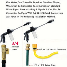 Load image into Gallery viewer, [High-Pressure Water Gun] High-Pressure Quick Connect Adapters Car Washing Water Gun | Universal 3/4 &amp; 1/2 Inch Multi-Purpose Garden Hose Nozzle with Foam Tank - Compact &amp; Adjustable for Cars, Gardens, Pets &amp; Outdoor Cleaning
