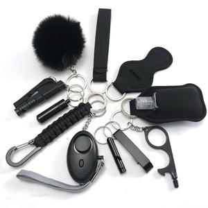12pcs Safety Keychain Full Set, Self Defense Security Keychain Set With Personal Alarm, Protective Keychain Accessories Gift For Women Valentines Gift