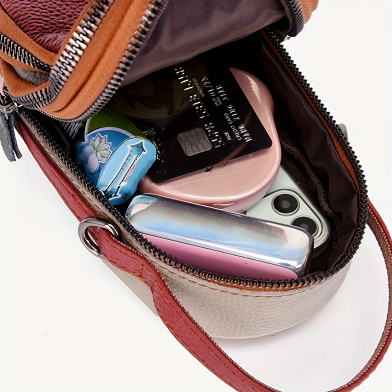 Mini Crossbody Cellphone Bag - High-Quality Genuine Leather, Fashionable Handbag for Women, Stylish Shoulder Bag with Adjustable Strap, Spacious Messenger Sac for Mobile Phones and Essentials - Designer Fashion Accessory