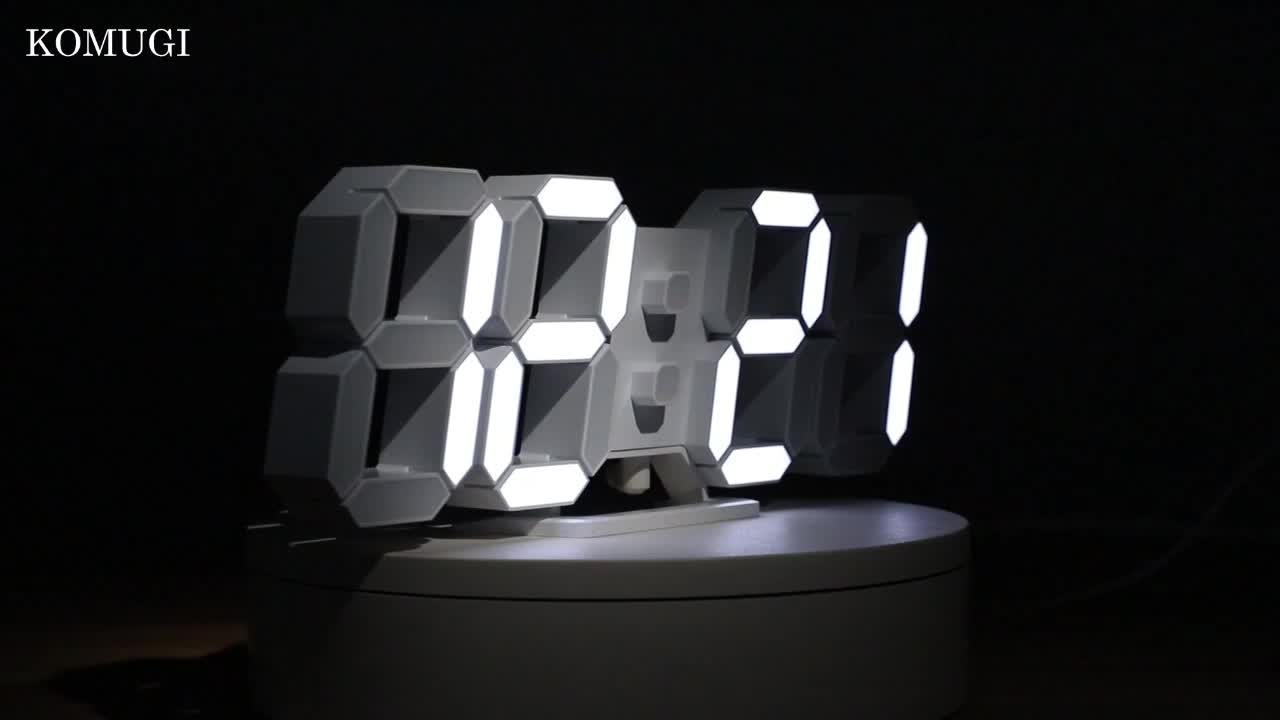 KOMUGI 9.7" Digital LED Wall Clock with Remote Control - USB Powered, Auto Dimmable, Alarm, Large Display for Bedroom & Living Room, Living Room Decor | Cubeshaped Design | Durable LED Numerals, Clock for Living Room