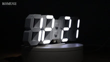 Load image into Gallery viewer, KOMUGI 9.7&quot; Digital LED Wall Clock with Remote Control - USB Powered, Auto Dimmable, Alarm, Large Display for Bedroom &amp; Living Room, Living Room Decor | Cubeshaped Design | Durable LED Numerals, Clock for Living Room
