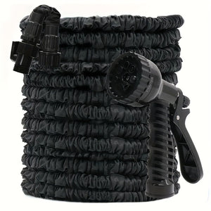 Durable Expandable Garden Hose With 7-Mode Nozzle For Dog Cleaning, Plant Watering, Car Wash, And Pet Shower