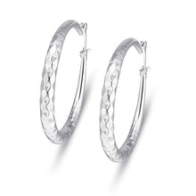 Load image into Gallery viewer, Silvery Big Textured Hoop Earrings Women&#39;s Jewelry Silver Plated Female Accessories 1Pair
