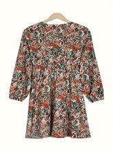 Load image into Gallery viewer, Chic Paisley Print Drawstring Dress - Alluring Surplice Neckline &amp; Adjustable Long Sleeves - Figure-Flattering Womens Clothing for Versatile Style
