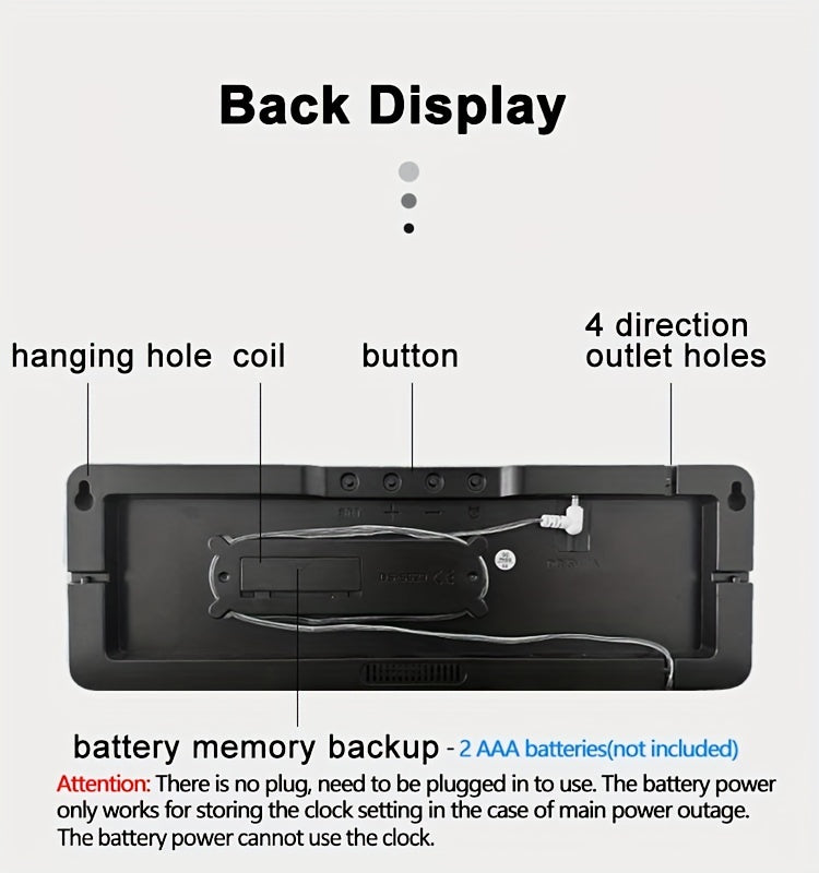 Large Screen Digital Wall Clock With Indoor Temperature Date Week Display, Desk Countdown Digital Timer, 13 Inch Nordic Simple Living Room 10-level Brightness Adjustment Auto Light Led Dual Alarm Clock With Remote Control (Bu