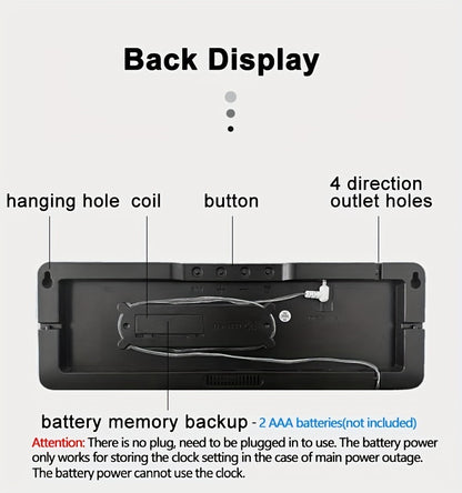 Large Screen Digital Wall Clock With Indoor Temperature Date Week Display, Desk Countdown Digital Timer, 13 Inch Nordic Simple Living Room 10-level Brightness Adjustment Auto Light Led Dual Alarm Clock With Remote Control (Bu