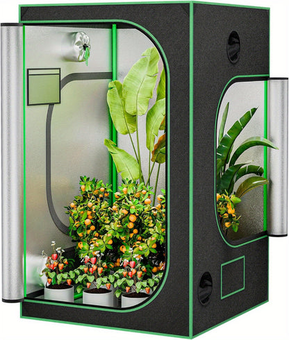 Spacious 4x4 Hydroponic Grow Tent Kit - 48"x48"x80" Indoor Greenhouse with High-Efficiency Reflective Light, Dual Ventilation Windows & Observation Tray, Sturdy Metal Frame for Home Plant Farming & Mushroom Cultivation, Grow